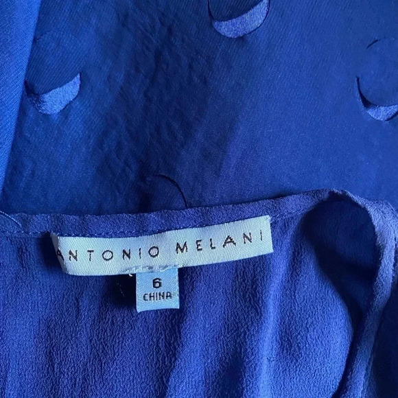ANTONIO MELANI | Women Royal Blue Silk Nilda Fit&Flare Laser Cutout Dress Size 6 - Picture 11 of 11